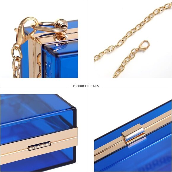 Women Clear Purse Acrylic Box Clutch Handbag, Small Transparent Crossbody Evenin - Picture 3 of 6